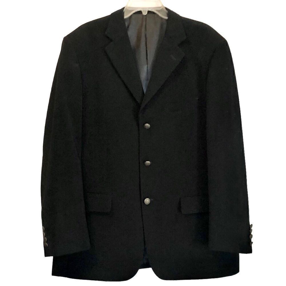Fazzisport Three Button Suit Jacket in Dark Black Men’s 44R